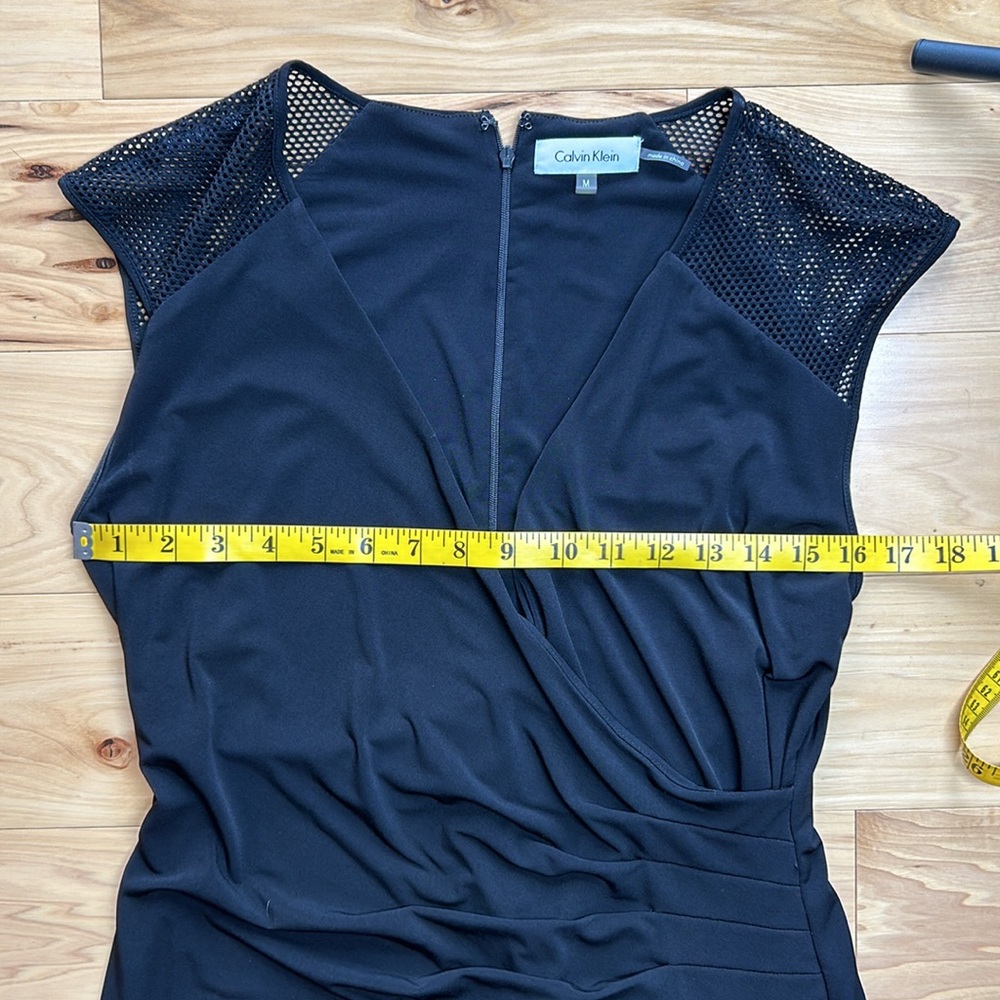 Calvin Klein Black Deep V-Neck Dress | Size Medium - Picture 2 of 7